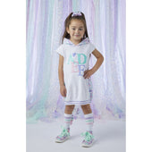 A'Dee Girls Popping Pastels Hooded Sweater Dress